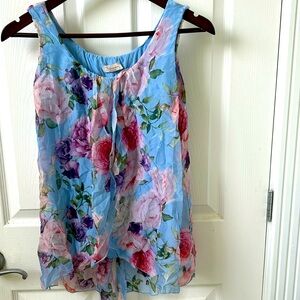 Light Blue Floral Sleeveless Top